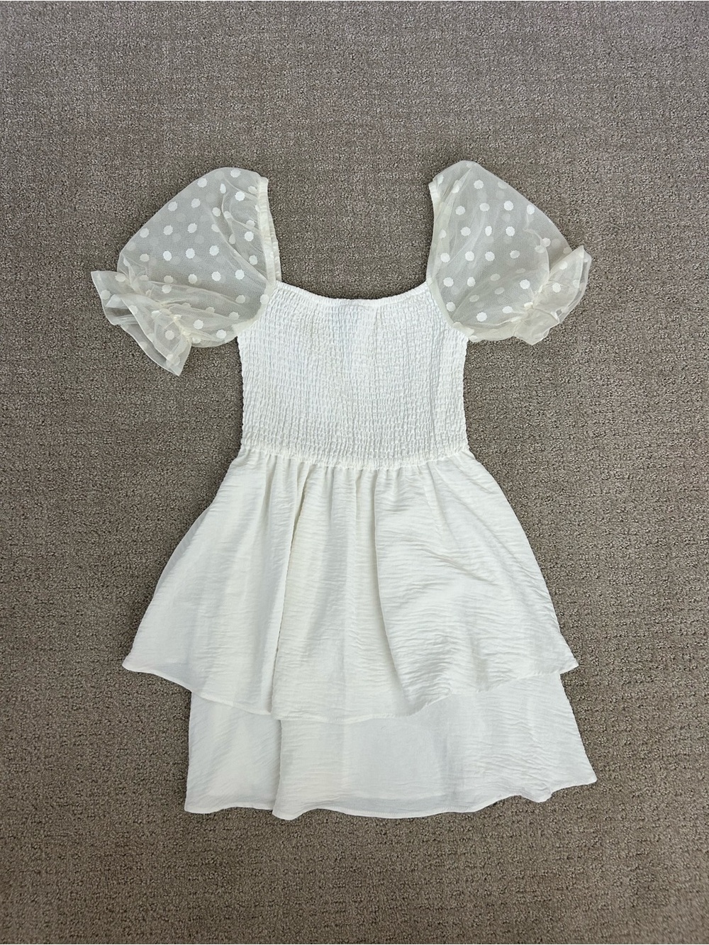 Women’s White Puff-Sleeve Layered Dress Size XS